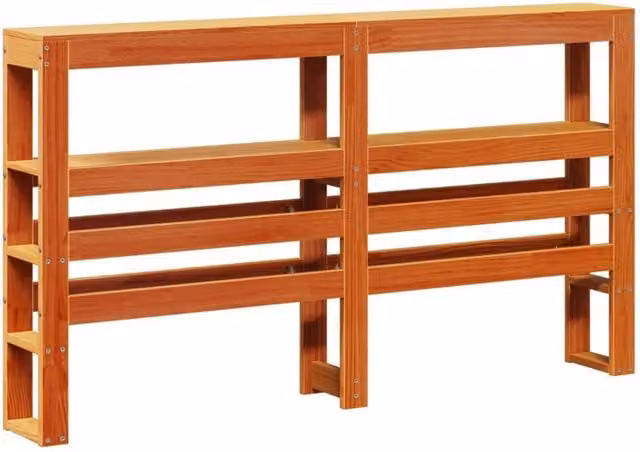 Berkfield Home Rustic Solid Wood Pine Headboard with Integrated Bedside Shelves, Wax Brown, Width: 120 cm