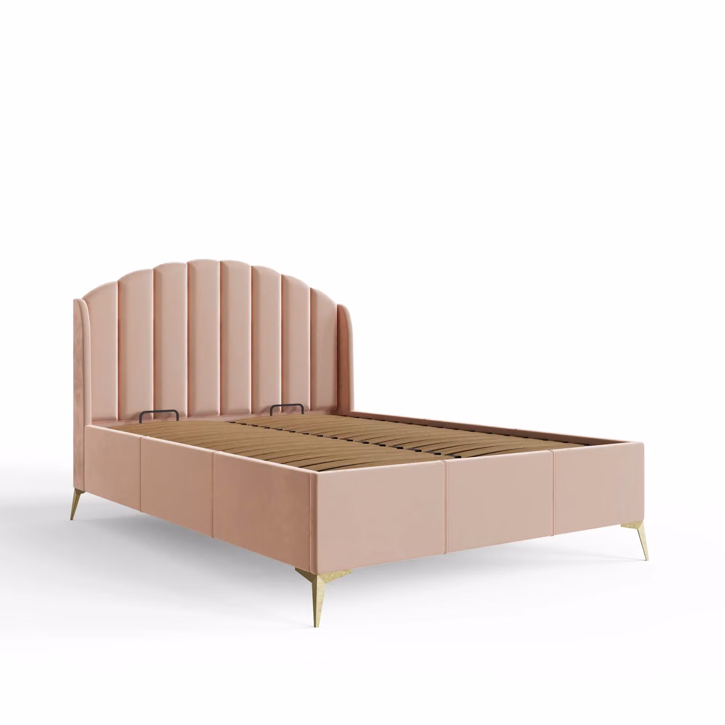 GFW Pettine Pink Velvet Upholstered Ottoman Bed Frame, Double (140 x 200 cm) – 3