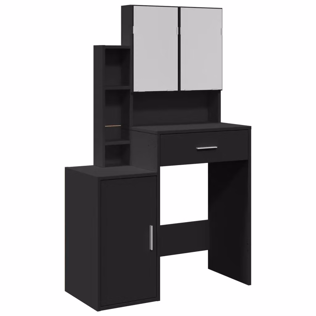 Berkfield Home Dressing Table with Cabinet, Black, W: 80 cm, D: 35 cm, H: 132 cm – 2