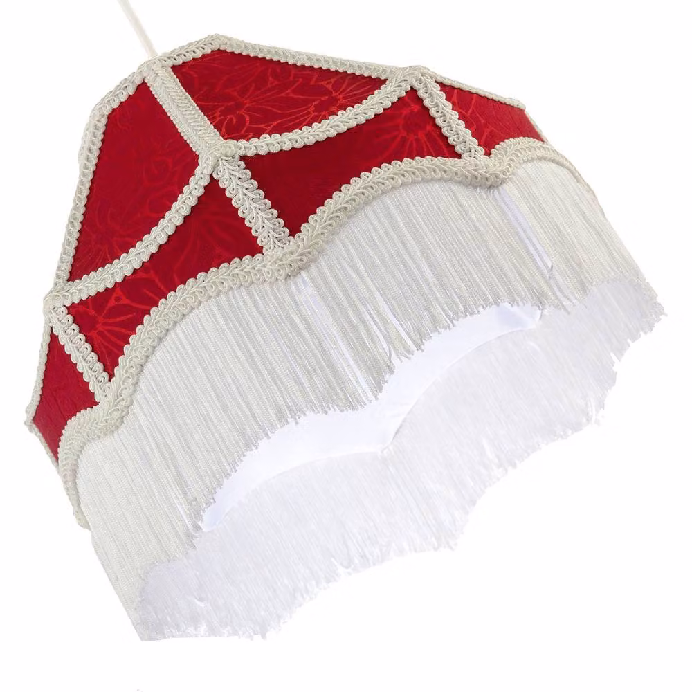 Happy Homewares Classic Victorian Style Empire Pendant Shade in Burgundy Red Fabric, Diameter: 30 cm – 2