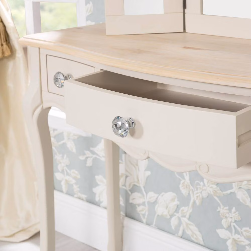 Statement Furniture Juliette Vintage Chic Dressing Table in Ivory with Crystal Handles – 2