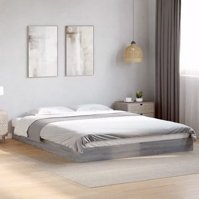 Berkfield Home Sonoma Bed Frame in Grey Engineered Wood W/D/H: 160 x 200 cm