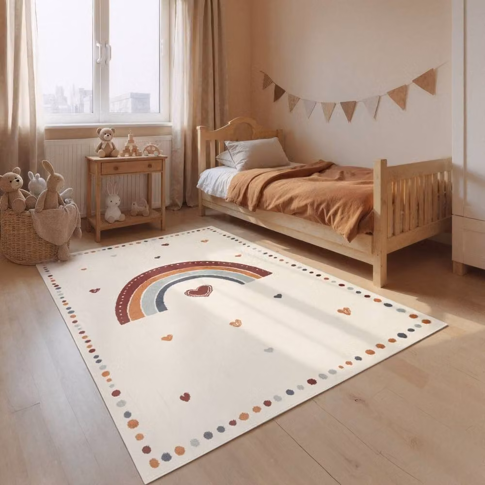 THE RUGS Adventures Kids Luvy Round Rug, Cream and Multicolour, Diameter: 160 cm – 3