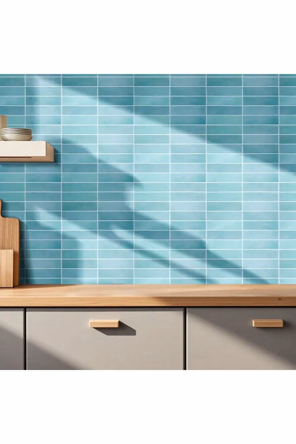 Living and Home 10-Piece 3D Rectangle Straight Pattern Self-Adhesive Wall Tile Stickers in Turquoise – 2