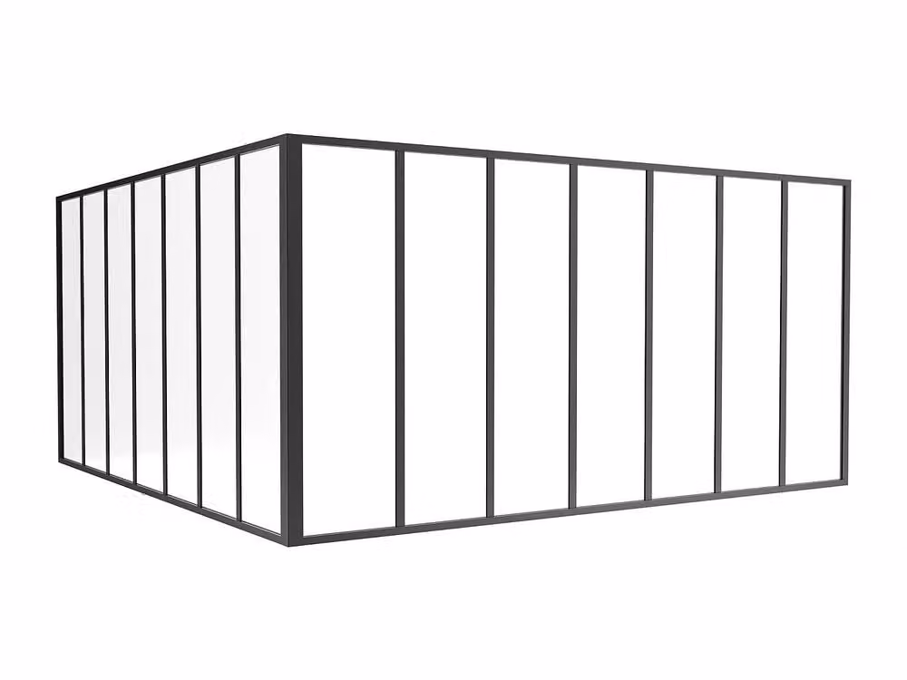 Vente-unique Corner Studio Glass Panelling in Powder-Coated Aluminium, Black, W: 210 cm, H: 210 cm – 2