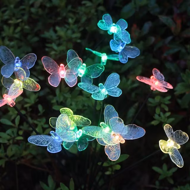 Bright Zeal Set of 4 Multicolour RGB Solar Firefly Garden Lights