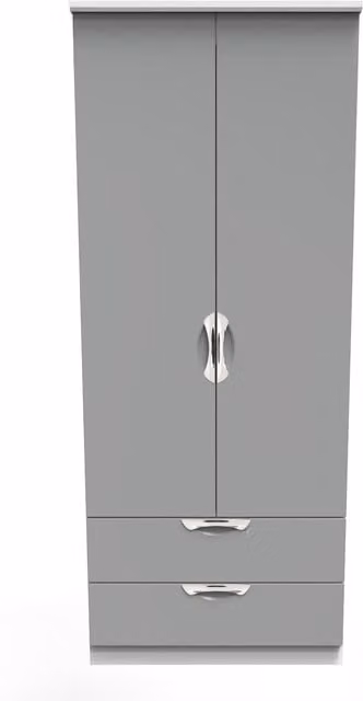 2 U Holborn Ready Assembled 2 Door 2 Drawer Wardrobe in Dark Grey – 1