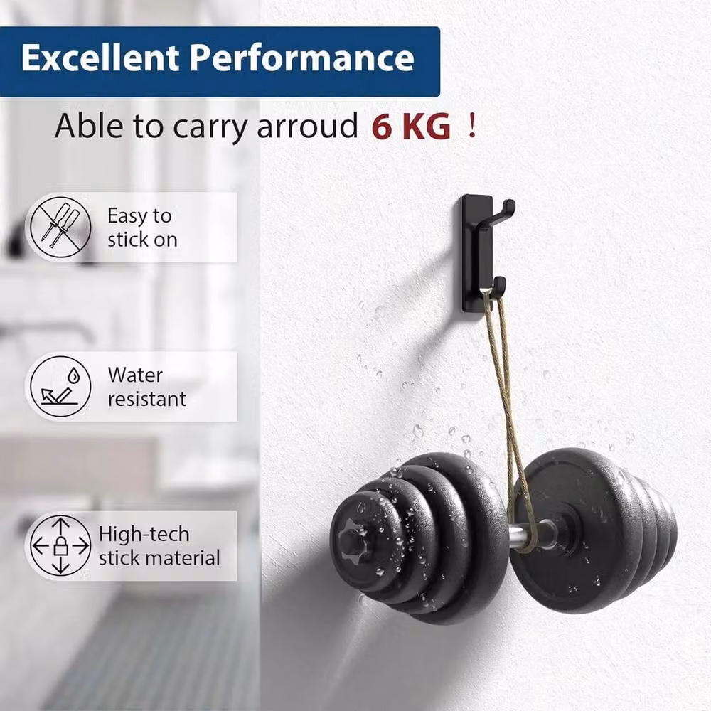 EONLION Self Adhesive Sticky and Strong Hooks in Black, Length: 500 mm – 5