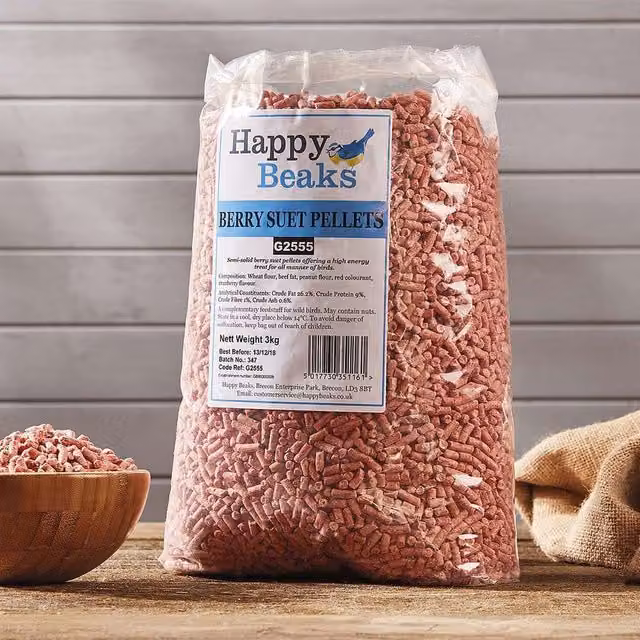 Happy Beaks High Energy Berry Suet Pellets, Red, 12.75kg