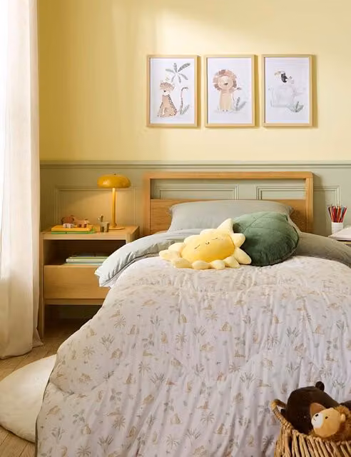 Nightlark Leopard Childrens Coverless Duvet Set and Pillowcase, Oatmeal Mix, W/D/H: 140 x 200 cm