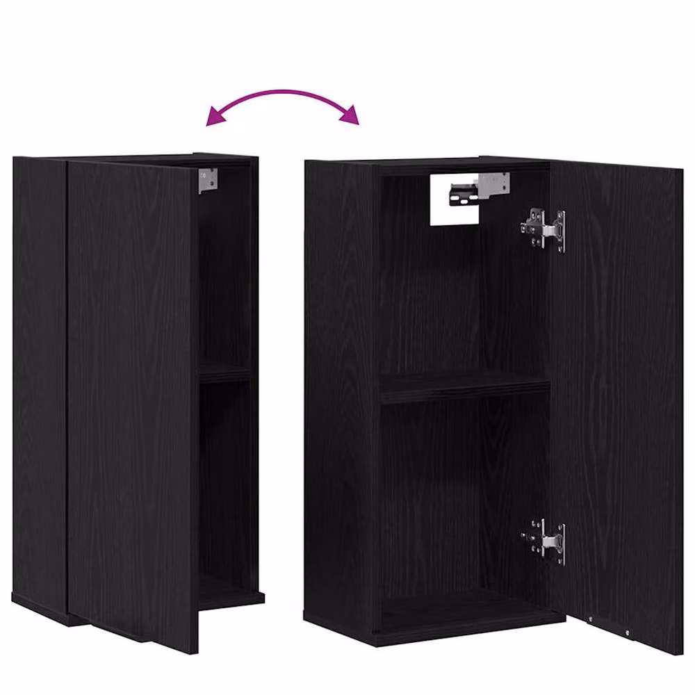 Berkfield Home Black Oak Wall-mounted Cabinet, W/D/H: 32 x 20 x 67 cm – 4