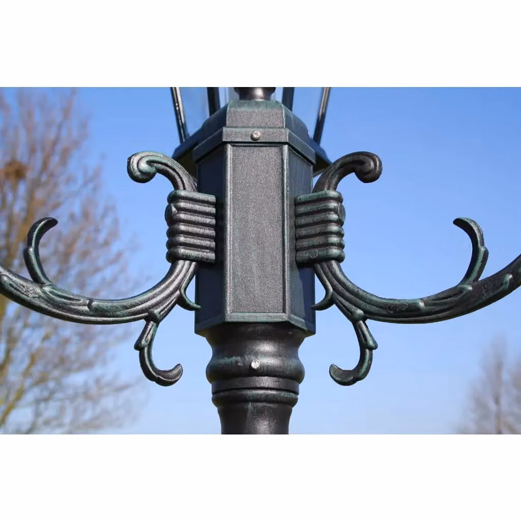 Berkfield 3-Arm Aluminium Garden Light Post in Dark Green and Black, Height: 230 cm – 3