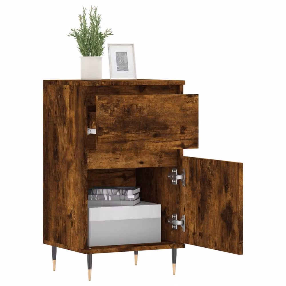 Berkfield Home Smoked Oak Sideboard in Brown, W/D/H: 40 x 35 x 70 cm – 4