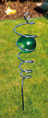 St Helens Home & Garden Single Spiral Spinner Bauble in Green and Silver, Diameter: 26.67 cm – 2