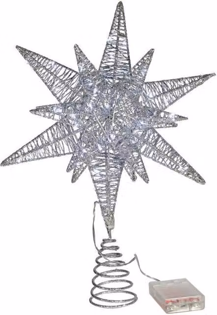 KDMD Silver Light Up Star Christmas Tree Topper, Height: 39 cm