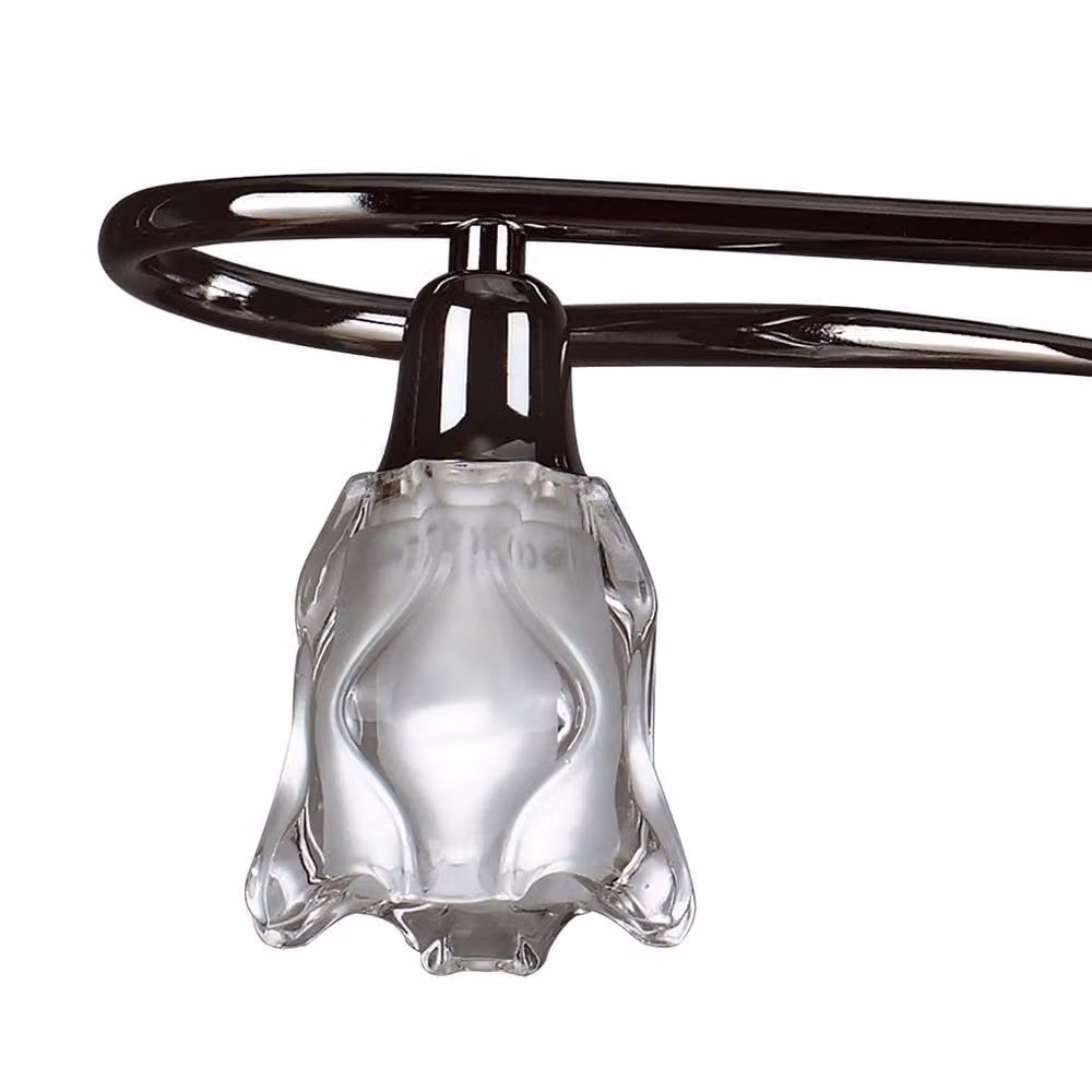 Netlighting Amel Telescopic 4 Light Bar Pendant in Black and Chrome with Transparent Glass – 3