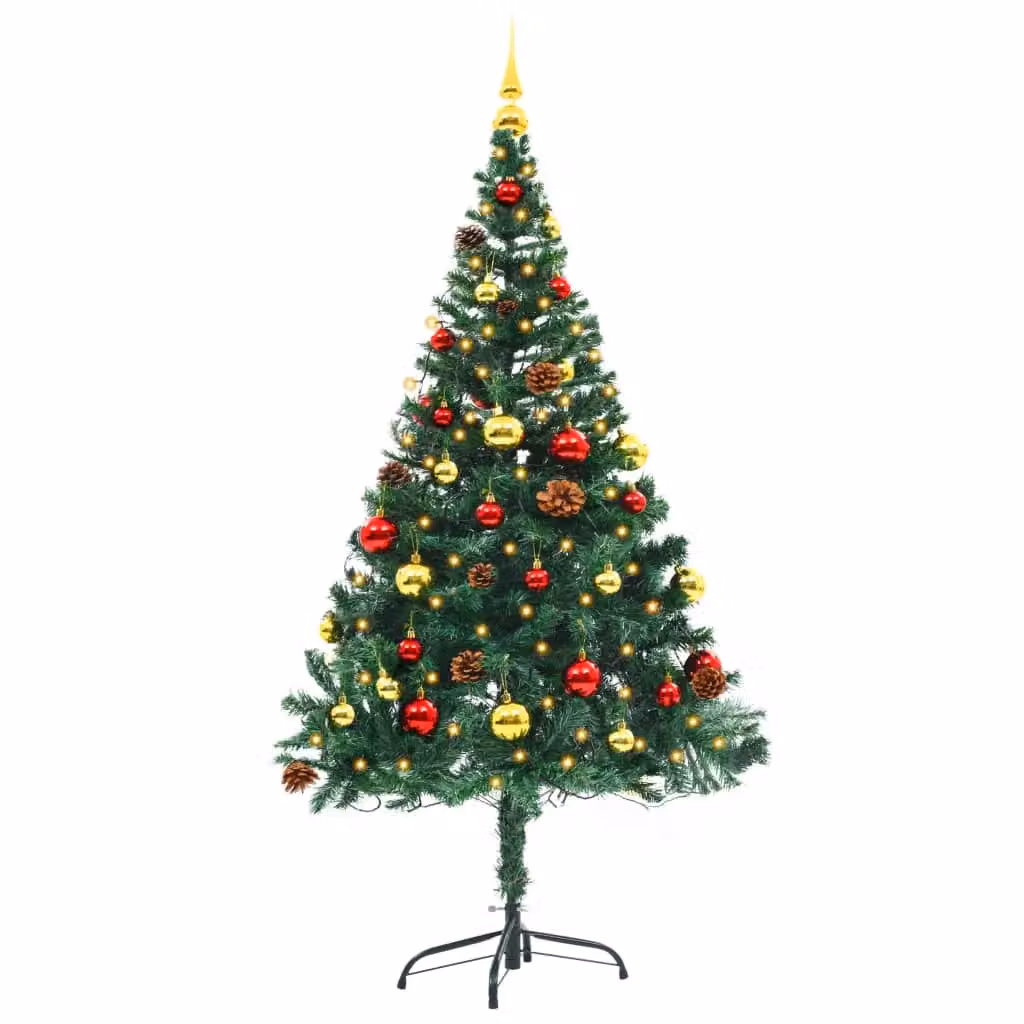 Berkfield Home Pre-lit Artificial Christmas Tree with Baubles, Green, Height: 150 cm – 2