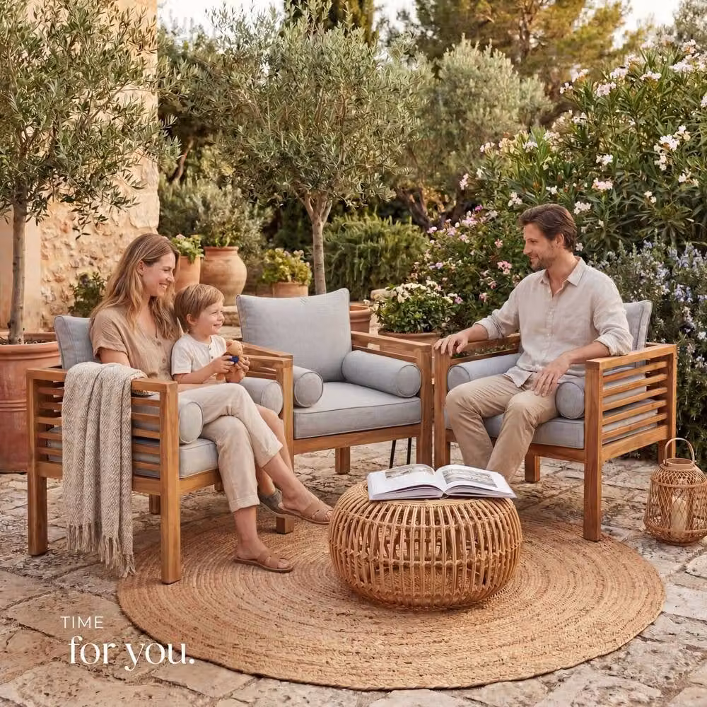 tectake Boka Brown Lacquered Acacia Wood 1 Seater Garden Chair – 7