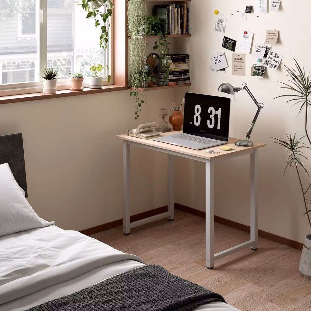 STILVORA White Writing Desk with Metal Frame, W: 100 cm, D: 60 cm, H: 76 cm – 2