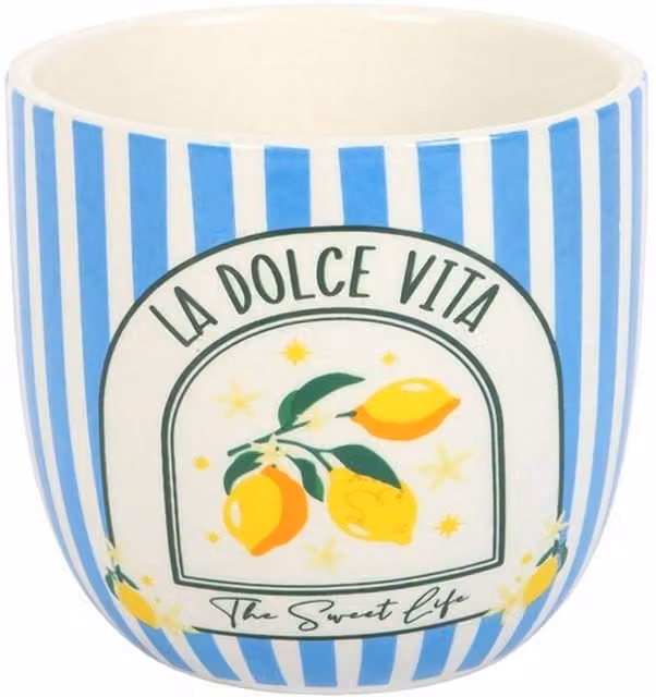 Something Different La Dolce Vita Blue Striped Ceramic Tabletop Plant Pot, W: 11.0 cm, D: 10.0 cm, H: 11.0 cm