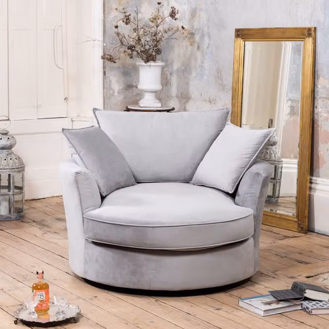 Artemis Home Havana Grey Velvet Swivel Base Cuddle Chair