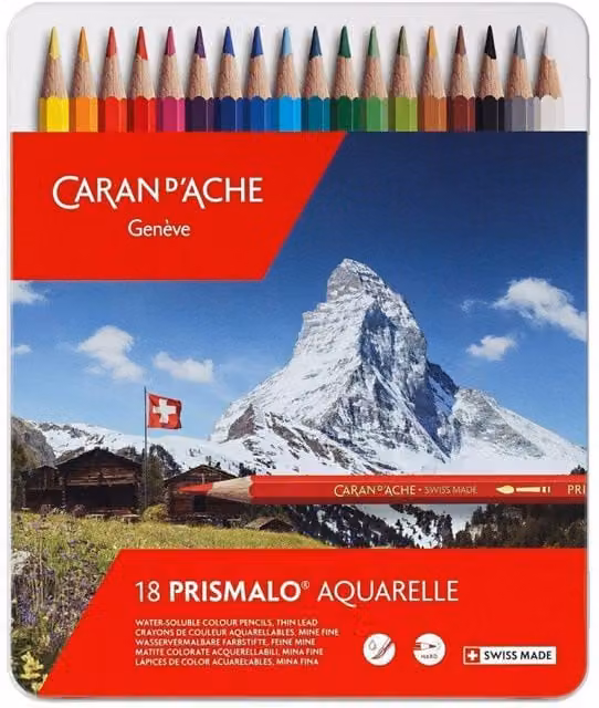 Caran d'Ache Prismalo Aquarelle 18 Water-Soluble Colour Pencils in Multicolour