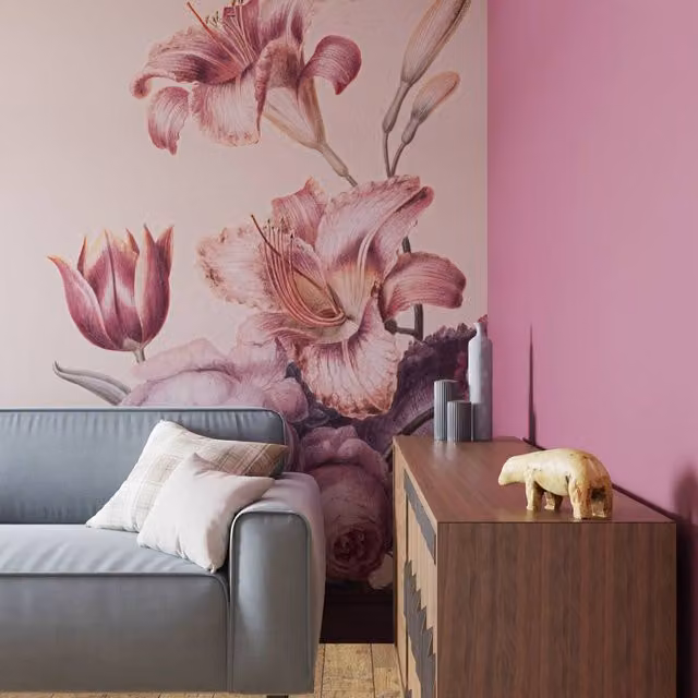 Superfresco Easy Antique Floral Mural in Soft Blush Pink, W: 300 cm, H: 280 cm – 1