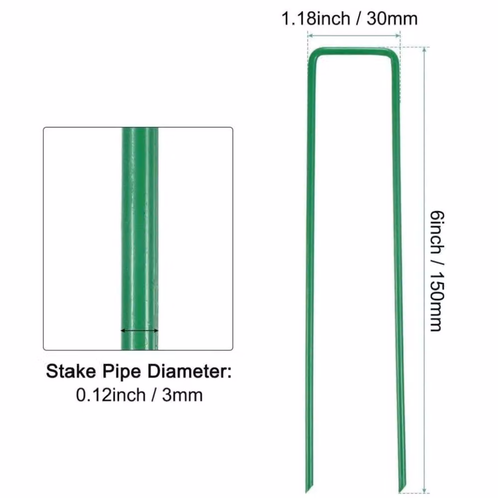 SPETLEK Heavy Duty Green Galvanised Steel Garden Ground Pegs, 100 Pack – 2