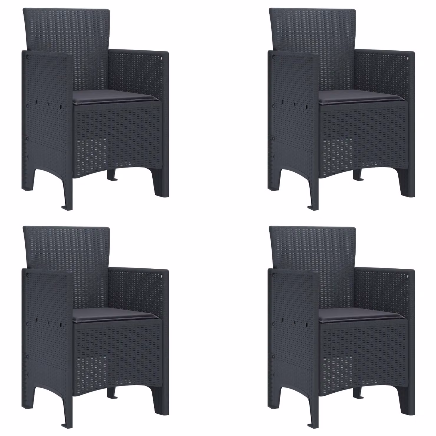 Berkfield Home Set of 4 Anthracite Poly Rattan Garden Chairs with Cushions – 2
