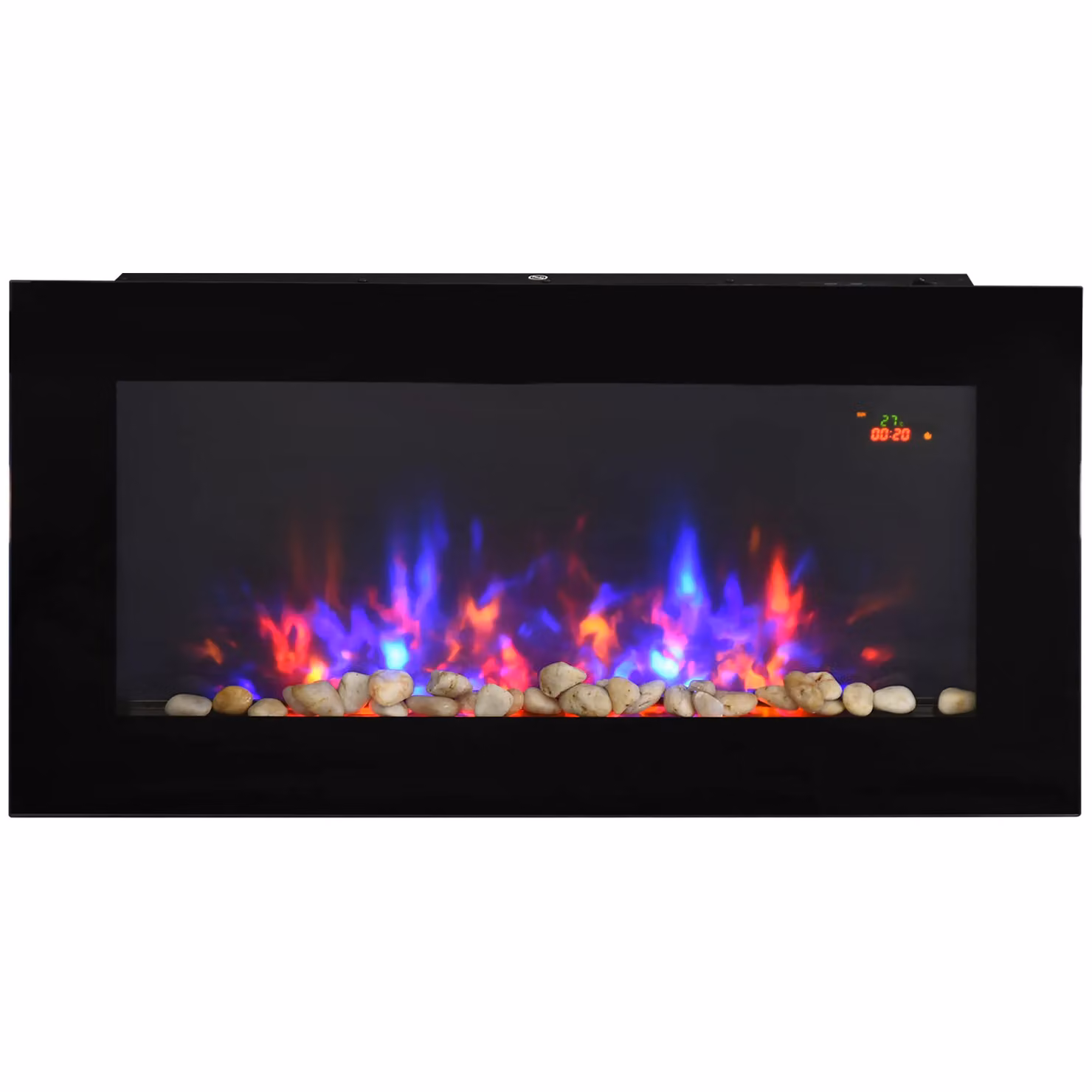 HOMCOM 2000W LED Electric Fireplace with Remote Control and Timer in Black – 9