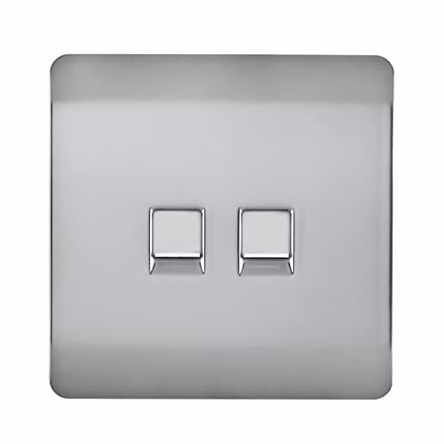 Trendi Silver 2 Gang Flush Telephone Socket
