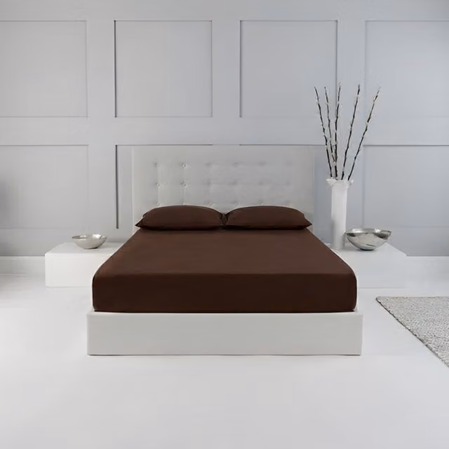 Home Sweet Home UK Single Polycotton Fitted Sheet, Brown, W/D/H: 90 x 190 x 25 cm