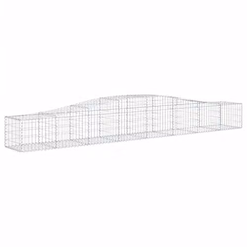 vidaXL Set of 9 Arched Gabion Baskets in Silver Galvanised Steel, W/D/H: 400 x 50 x 40/60 cm