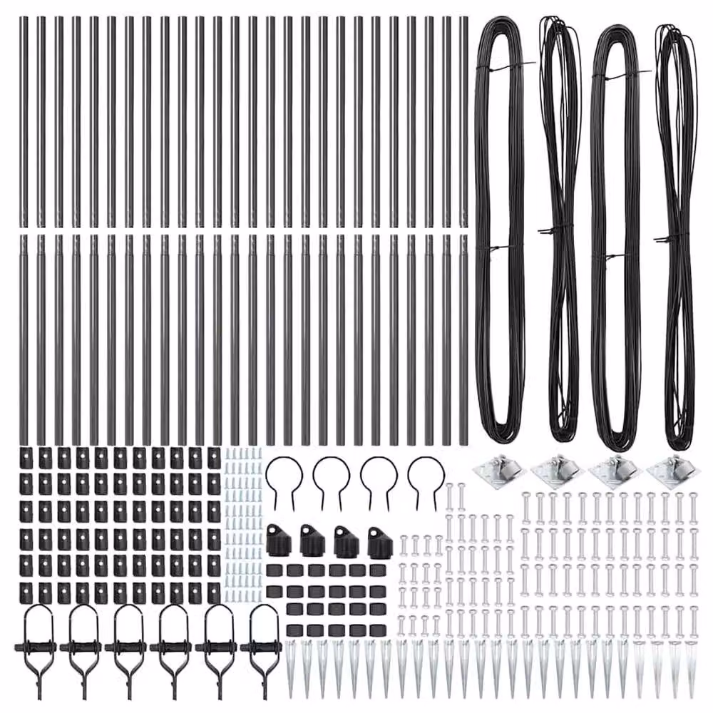 Berkfield Home Grey Galvanised Steel Round Fence Posts with Spike, 26 Pack, H: 170 cm, Diameter: 32 mm – 4