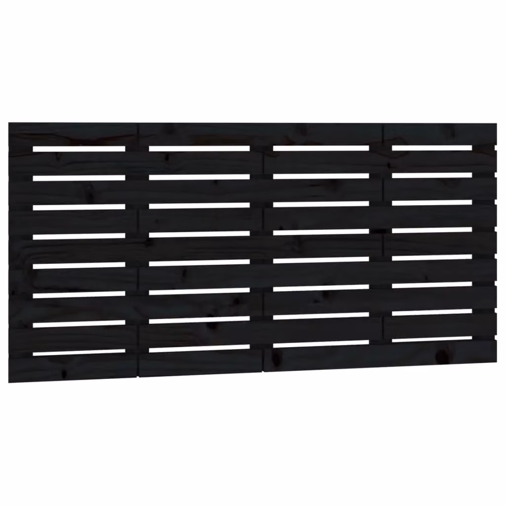 Berkfield Home Black Rustic Solid Pine Wall Mount Headboard, W: 146 cm, D: 3 cm, H: 63 cm – 2