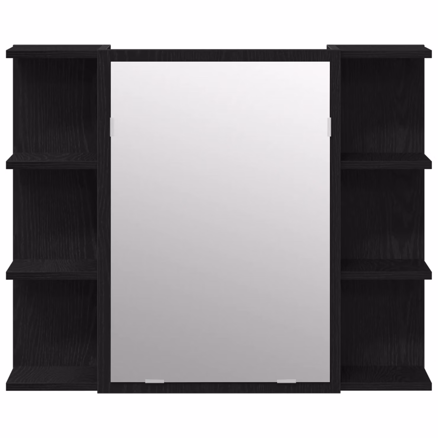 Berkfield Home Black Oak Solid Wood Compact Wall Mounted Bathroom Mirror Cabinet with Internal Shelves – 4