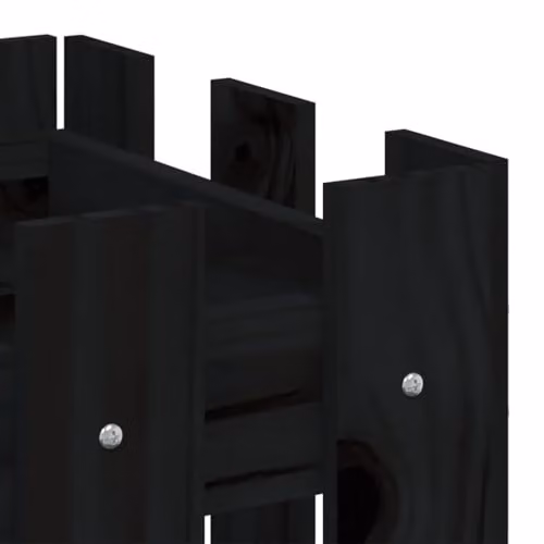 vidaXL Garden Planter with Fence Design in Black Solid Wood, W: 60 cm, D: 30 cm, H: 30 cm – 4