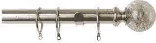 New Edge Blinds Empire End Metal Curtain Pole Set, 25-28mm, Satin Silver