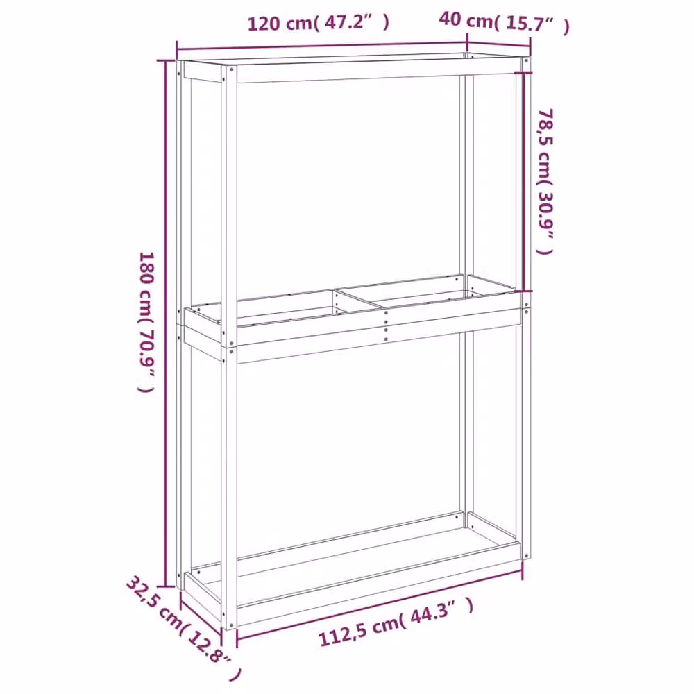 Berkfield Home Tire Rack in Natural Solid Pine Wood, W/D/H: 120 x 40 x 180 cm – 3