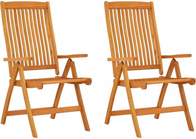Berkfield Home Set of 2 Folding Garden Chairs in Brown Solid Eucalyptus Wood – 1