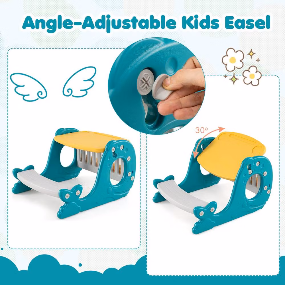 CASART Convertible Kids Activity Table Set with Angle-Adjustable Toddler Easel in Multicolour – 4