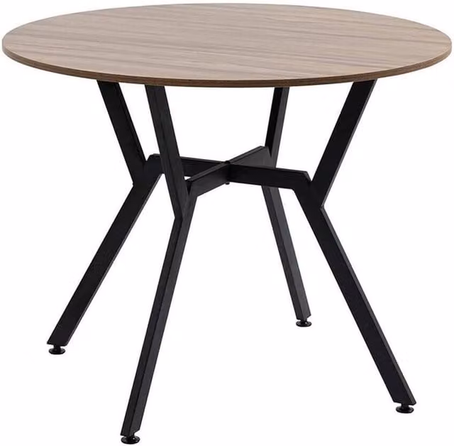 FORGEVIO Industrial Round Dining Table with Matt MDF Laminate Top and Metal Legs in Multicolour, H 90 cm x W 76 cm – 1