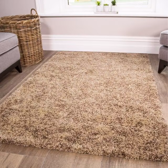The Rug House Super Soft Natural Taupe Mottled Shaggy Area Rug, Beige, W: 290 cm, D: 200 cm