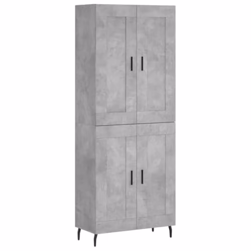 vidaXL Highboard in Concrete Grey with Hinged Doors and Internal Shelves, W/D/H: 69.5 x 34.0 x 180.0 cm