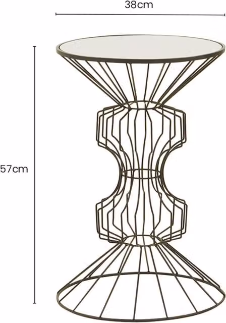 Orsina Round Black Side Table with Glossy Glass Top and Metal Central Column, W/D/H: 38.0 x 38.0 x 57.0 cm