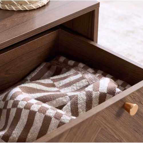 Birlea Herringford 1 Drawer Coffee Table in Brown Walnut Parquet Design – 6