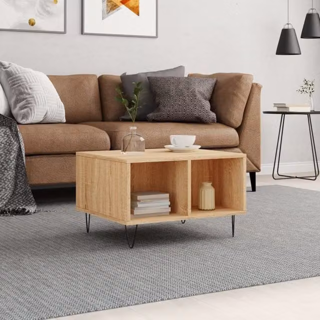 Berkfield Home Sonoma Oak Coffee Table in Brown, W: 60 cm, D: 50 cm, H: 36.5 cm