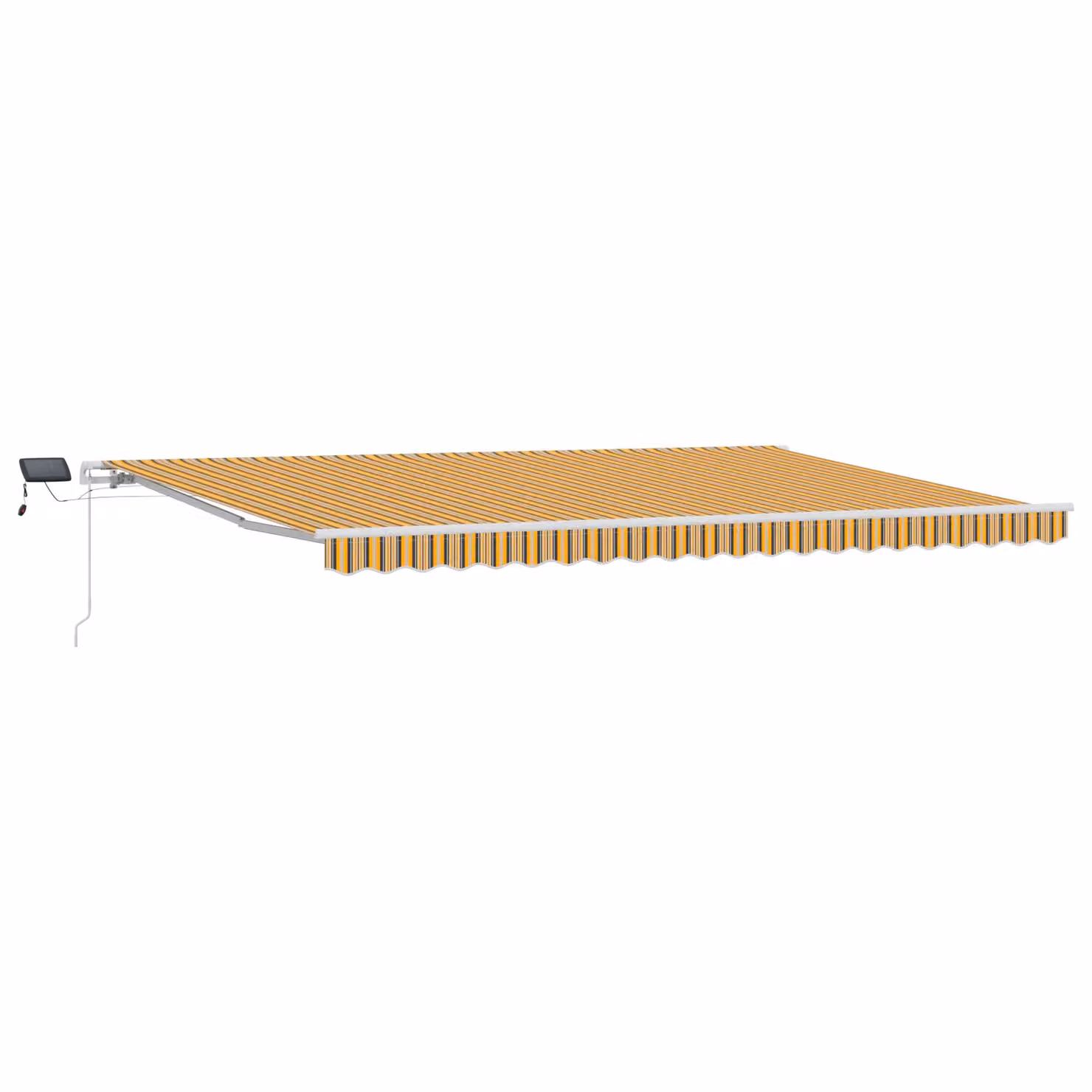Berkfield Home Manual Retractable Wall-Mounted Striped Awning with Multicolour LED, W: 500 cm, D: 300 cm – 2