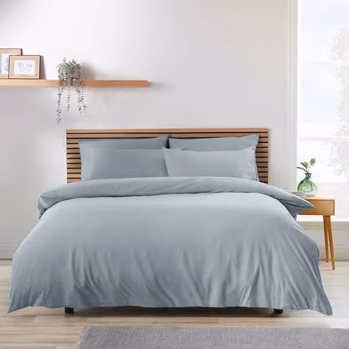 Catherine Lansfield So Soft Non-Iron Double Duvet Cover and Pillowcase Set in Grey, Duvet Cover: 200 x 200 cm, Pillowcase: 50 x 75 cm