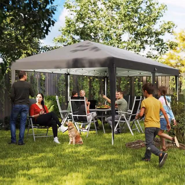 Outsunny Large Pop Up Garden Gazebo in Grey